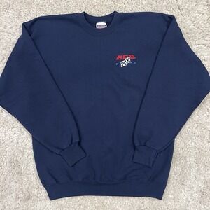 Vintage AFG Racing 🏁 Navy Blue Crewneck Hanes Heavyweight Adult L Nascar 90s